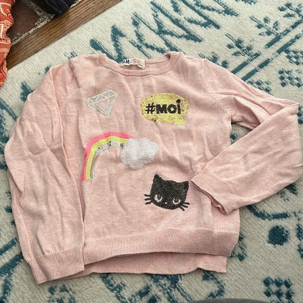 H&M pink girls sweater with sequins